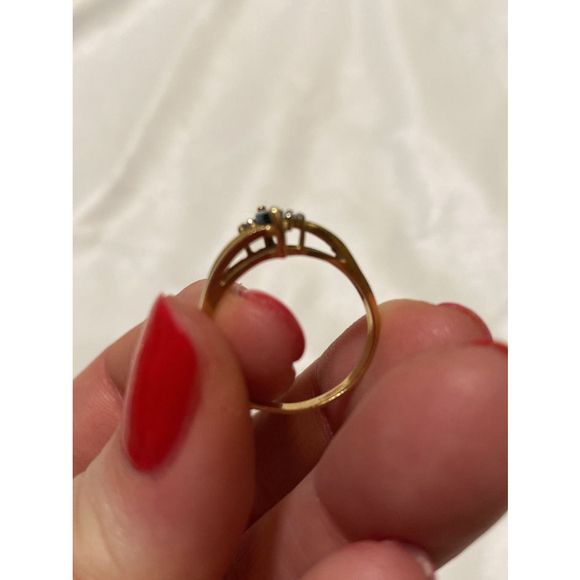 14K Gold Sapphire and Diamond Ring 7.5 - Picture 3 of 4